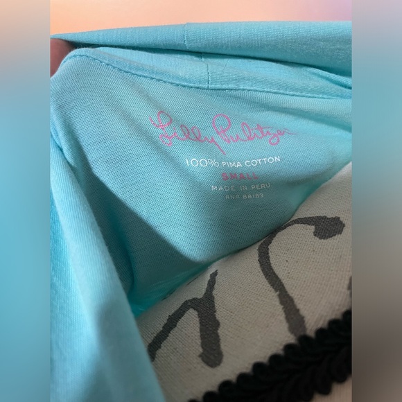 💎 LILLY PULITZER TIFFANY BLUE PIMA COTTON OPEN CARDIGAN SZ S EUC - Picture 5 of 6